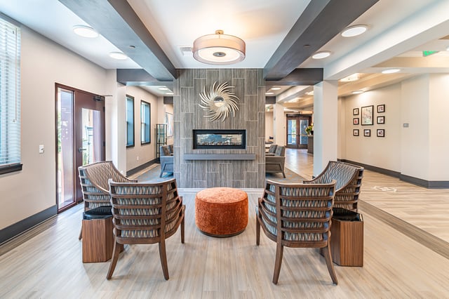 Bright interior common area with comfortable seating
