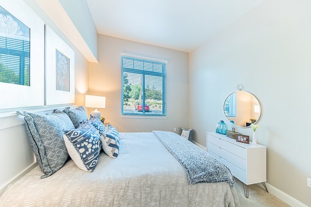 Cozy bedroom setup in a senior living facility