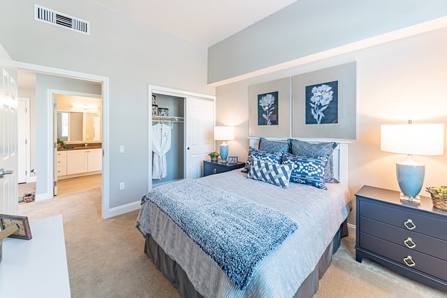 Cozy resident room with a bed and decor