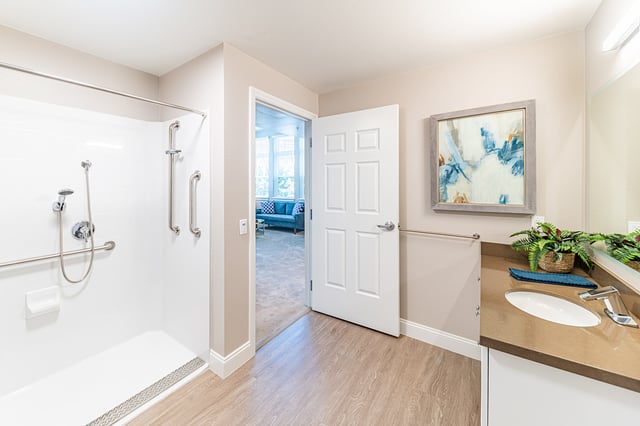 A private bathroom with accessible features