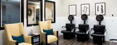 Interior view of a hair salon area in the facility