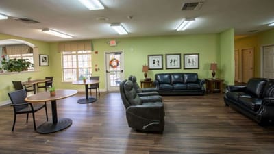 Bright common area with couches and tables