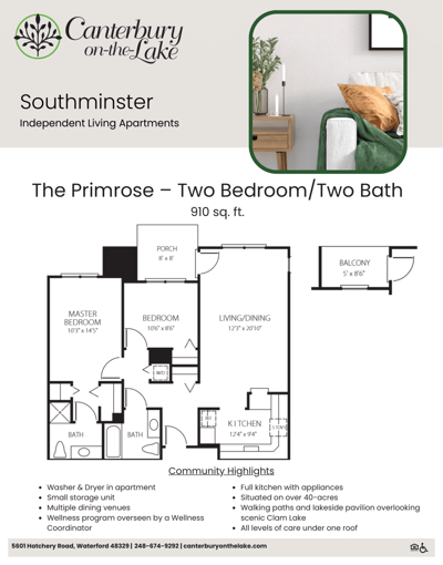 Floor plan for a two-bedroom/two-bath apartment