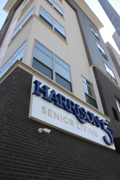 Facility logo on building exterior