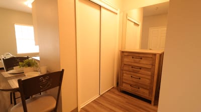Interior corner of a resident room with furniture