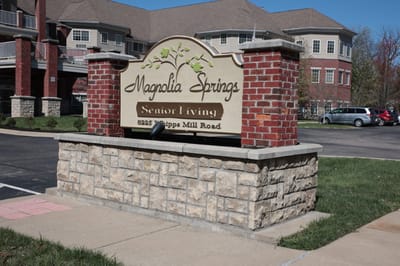 Sign at the entrance of Magnolia Springs Senior Living