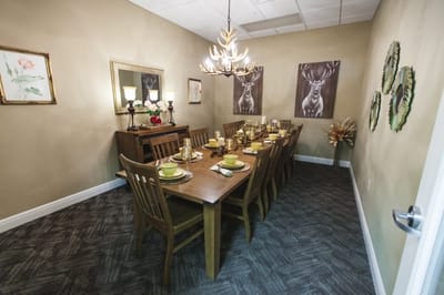 Interior dining room set for a meal
