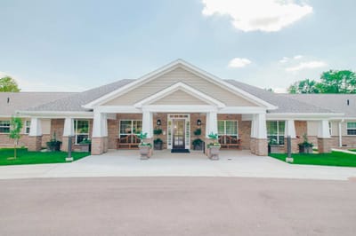 Exterior view of the facility entrance with landscaping