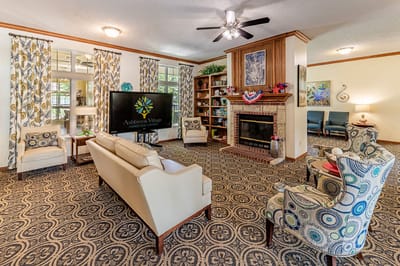 Bright common area with cozy seating arrangements