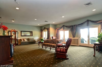 Common area with seating and windows
