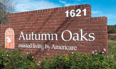 Exterior sign of Autumn Oaks assisted living facility