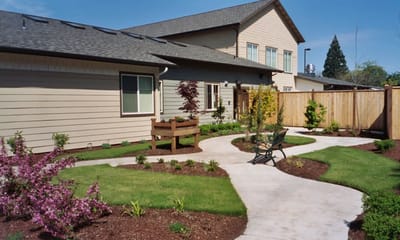 Garden area with walking paths and seating