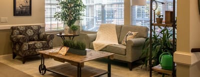 Cozy common area with seating and plants