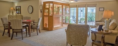 Common area with seating and natural light