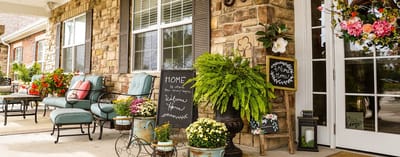 A welcoming outdoor space with seating and plants