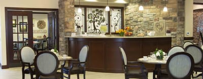 Bright dining area with elegant seating and decor