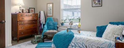 Cozy resident room with personal decor and natural light