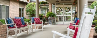 Seating area with rocking chairs at the entrance