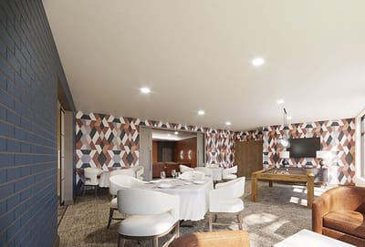 Dining area with modern decor and seating