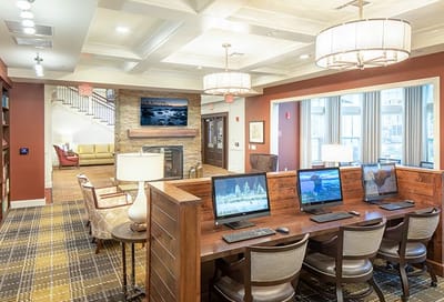 Interior view of a communal computer area
