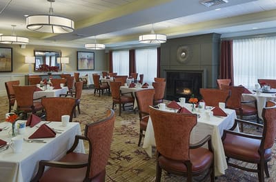 Dining area with tables set for meals