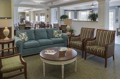 Bright and inviting common area with seating