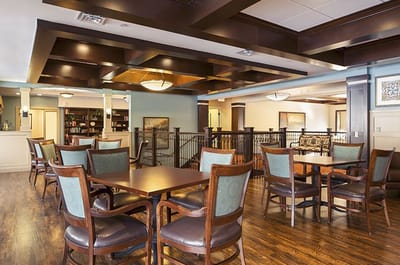 Interior seating area of a senior living facility