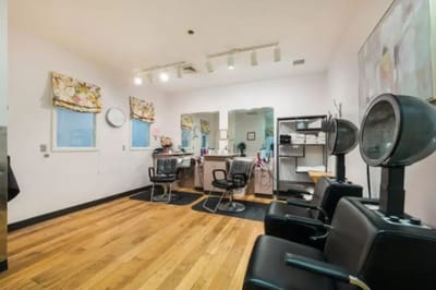 Interior view of a hair salon in the facility