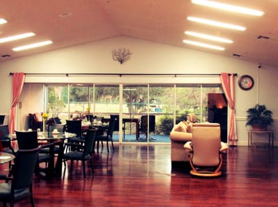 Interior view of a dining area in an assisted living facility