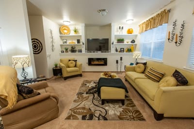 Cozy common area with seating and decor