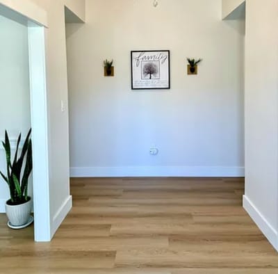 Welcoming hallway with family-themed decor