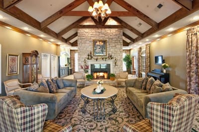 Bright and spacious living room with cozy seating