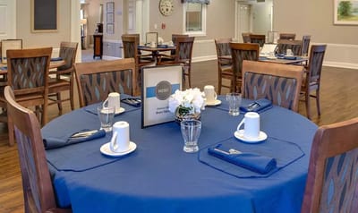 Beautiful dining area set for a meal