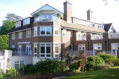 Exterior view of Sandbourne Court Estate with gardens