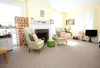 Bright common area with cozy seating