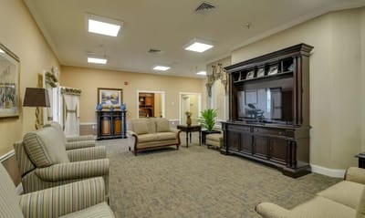 Bright common area with comfortable seating
