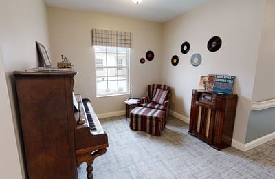 Cozy interior space with seating and decor