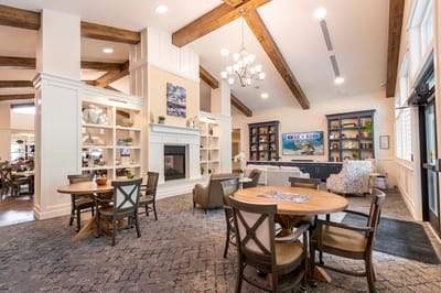 Elegant common area in a senior living facility