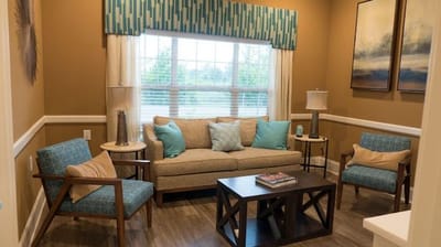 Bright common area with comfortable seating