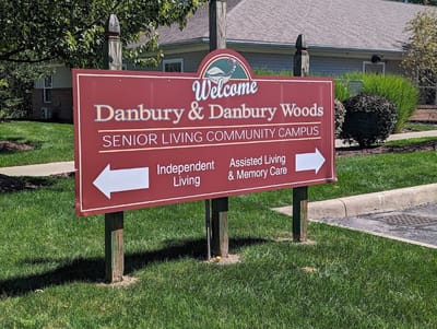 Sign for Danbury & Danbury Woods senior living community