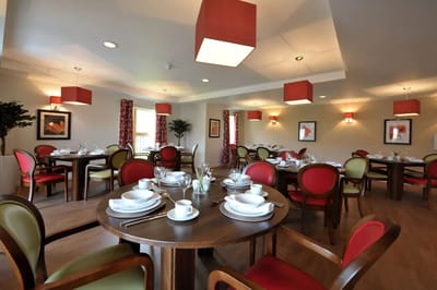 Dining room set with tableware and decor