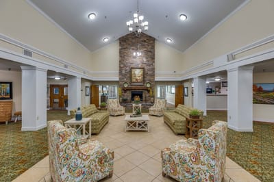 A welcoming common area in a senior living facility