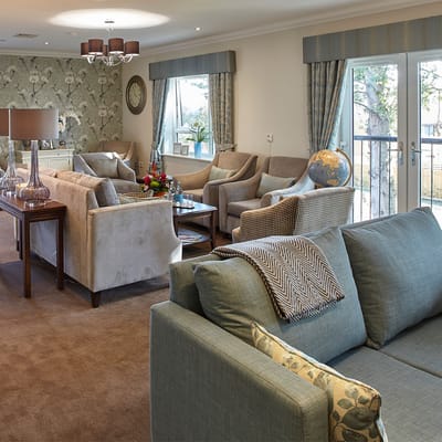 Bright interior of a common area with cozy seating