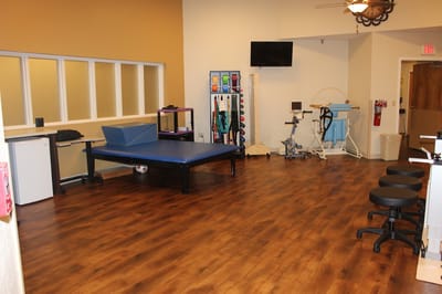 Interior view of a therapy room with equipment