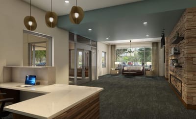 Bright and inviting lobby area with modern decor