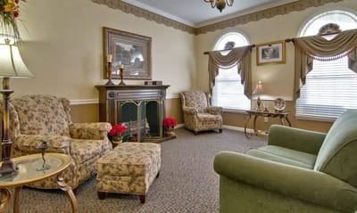 Bright common area with comfortable seating and decor