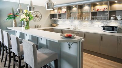 Modern kitchen space in an assisted living facility