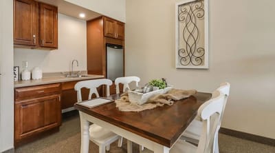 Cozy dining area in a resident room