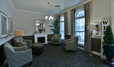 Cozy lounge area with comfortable seating and decor