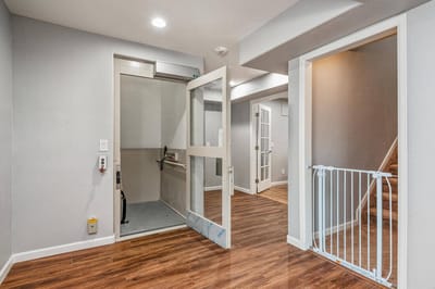 Interior view of a hallway and elevator area